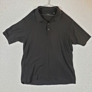 Fenzia XXL Black Polo Shirt Rayon Cotton Short Sleeve Collared Men's Size 2XL